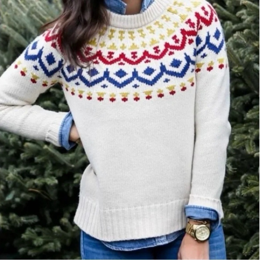 J Crew XS Fair Isle Merino Wool Blend Sweater